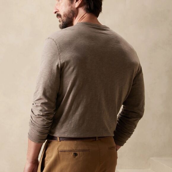 Banana Republic Henley‎ Men’s Longsleeve Grey Top XL Nwt - Picture 2 of 5